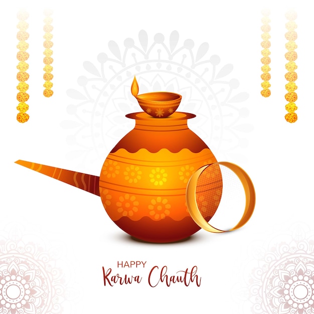 Prachtige indiase festival van karwa chauth viering kaart achtergrond