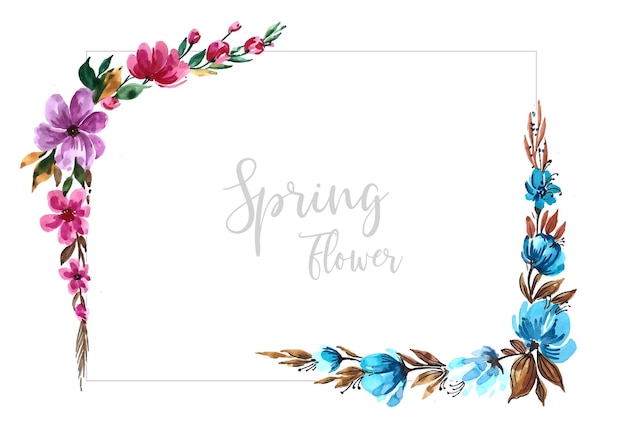 Gratis vector prachtige lente bloemen decoratie frame ontwerp