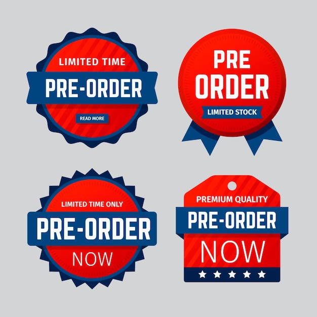 Gratis vector pre-order badge-collectie