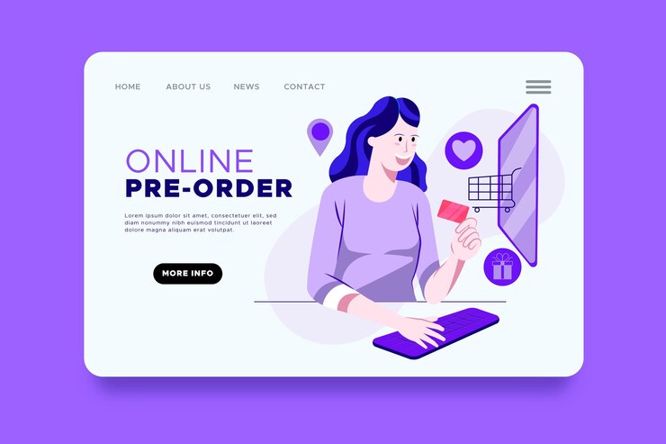 Gratis Vector pre-order concept - bestemmingspagina