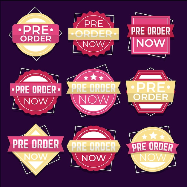 Gratis vector pre-order labels ingesteld