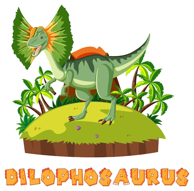 Gratis vector prehistorisch eiland met dilophosaurus