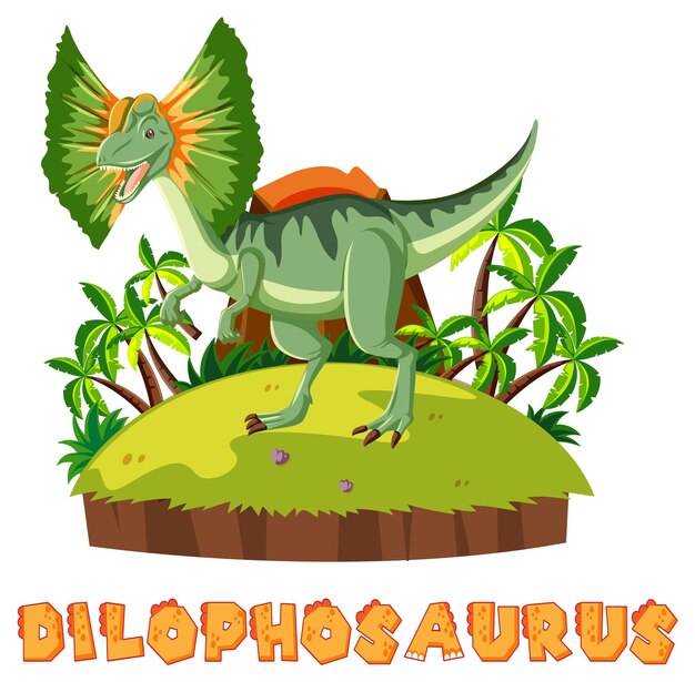 Prehistorisch eiland met dilophosaurus