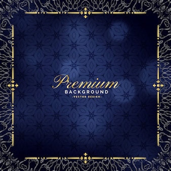 Premium blauwe achtergrond met gouden sierdecoratie