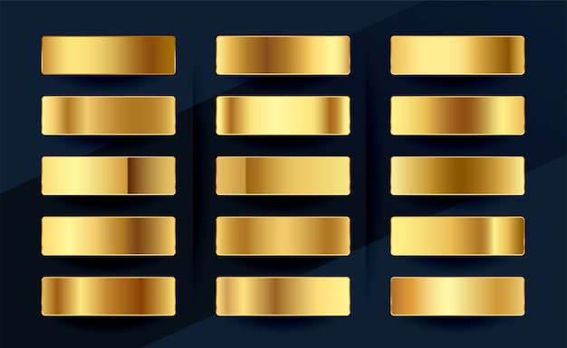 Premium koninklijke gouden gradiënten swatches palette set design