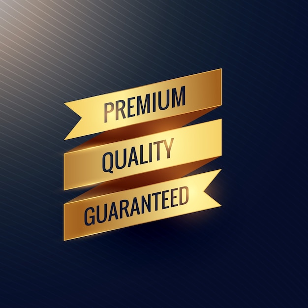 Gratis vector premium kwaliteit gegarandeerd gouden lintontwerp