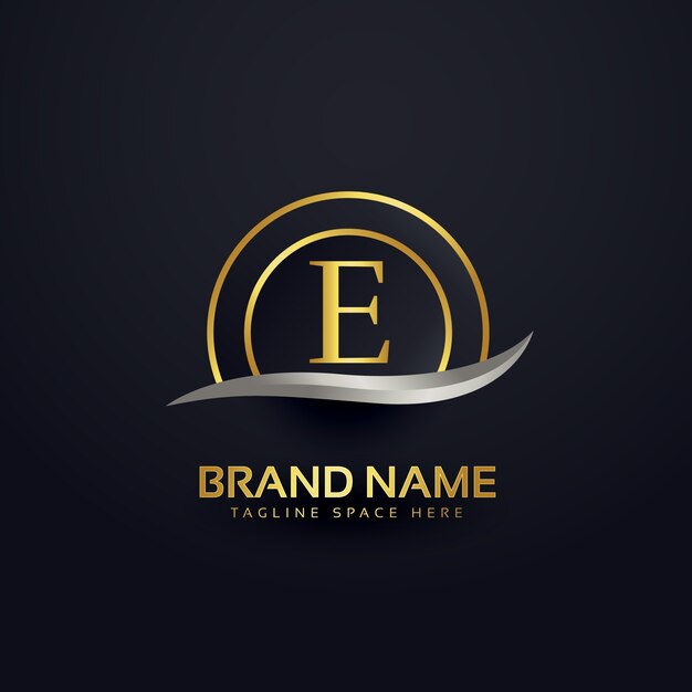 Premium letter E logo design gouden sjabloon