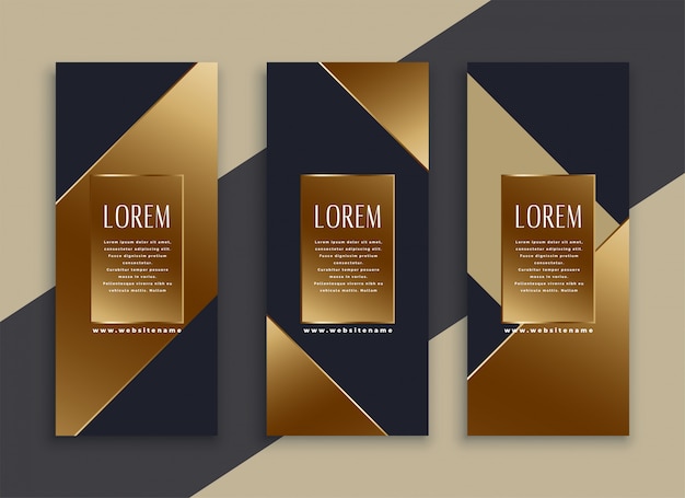 Premium set van donkere geometrische banners