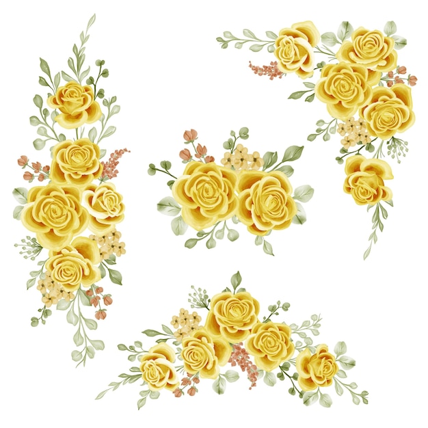 Gratis vector prentencollectie bloemstuk van gele rozen