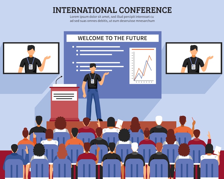 Gratis Vector presentatie conference hall-samenstelling