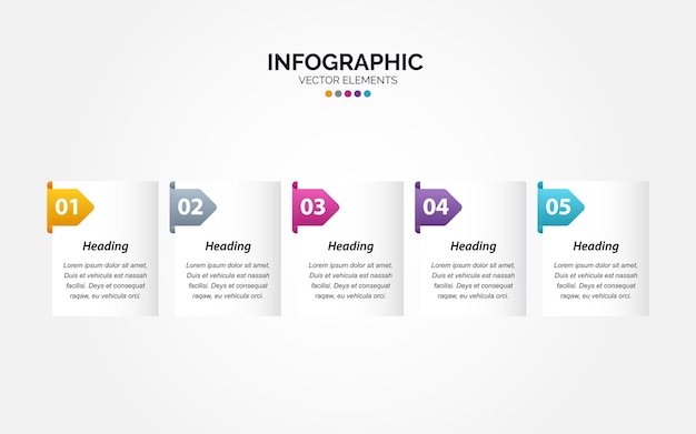 Presentatie zakelijke horizontale infographic sjabloon met 5 opties vectorillustratie