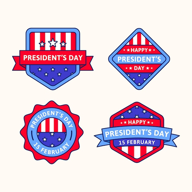 Gratis vector president's day badge-collectie