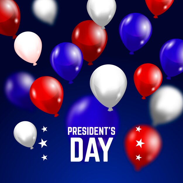 President's day belettering met kleurrijke realistische ballonnen