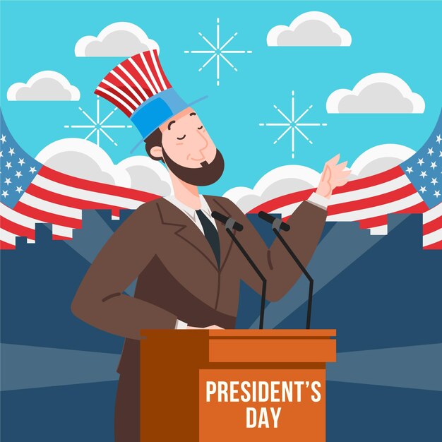 Gratis vector president's day concept in plat ontwerp