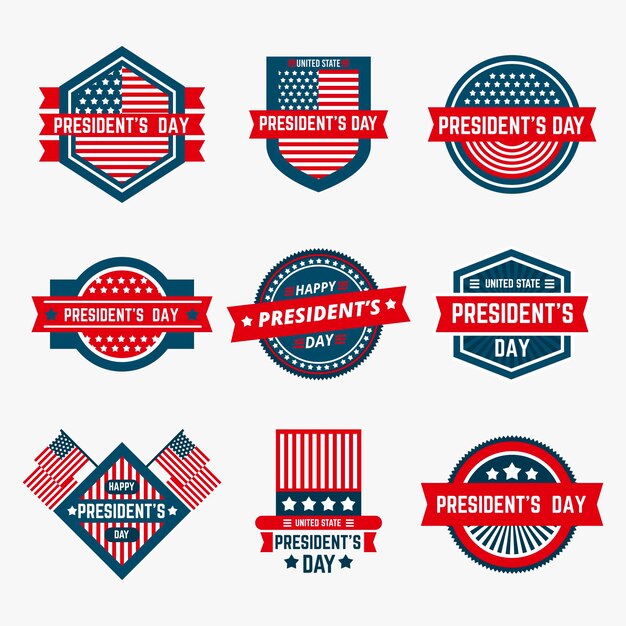 Gratis vector president's day label-collectie