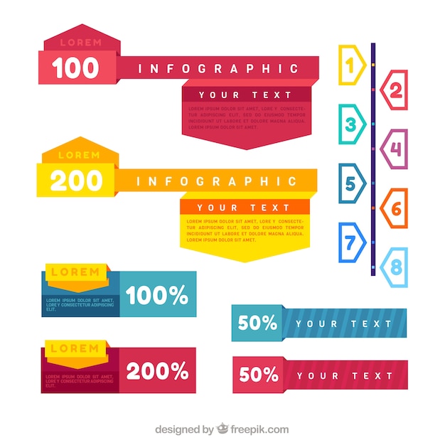 Pretpakket met vlakke infografische elementen