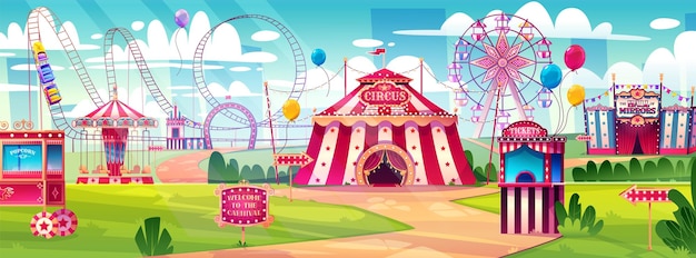 Pretpark carnaval kermis met circustent