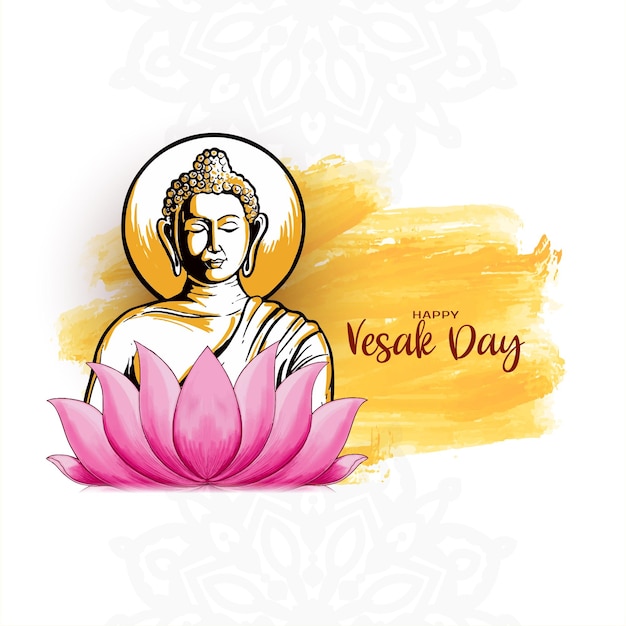 Gratis vector prettige kaartontwerp voor de feestdag van vesak of het festival van boeddha purnima