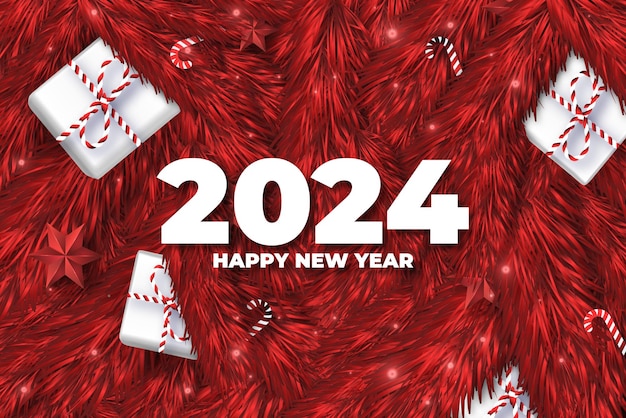 Gratis vector prettige kerstdagen en gelukkig nieuwjaar 2024 behang