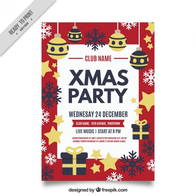 Gratis vector pretty christmas party brochure in vintage design