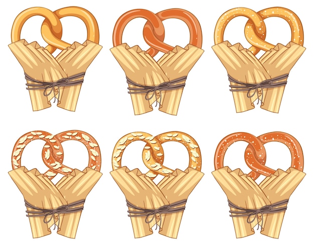 Pretzelbroodjes in elke papieren zak