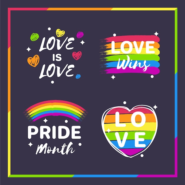 Gratis vector pride day badges ingesteld