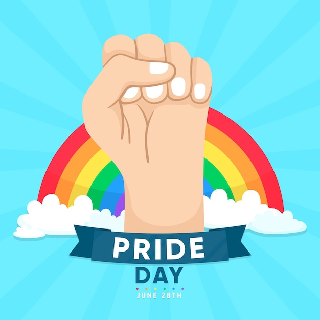 Pride day concept met hand en regenboog