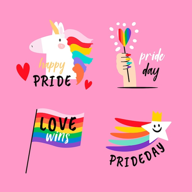 Gratis vector pride day label collectie thema