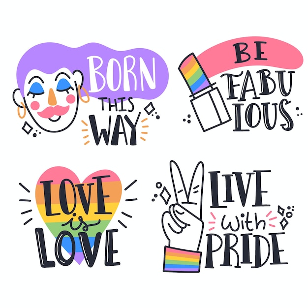 Gratis vector pride day label collectie