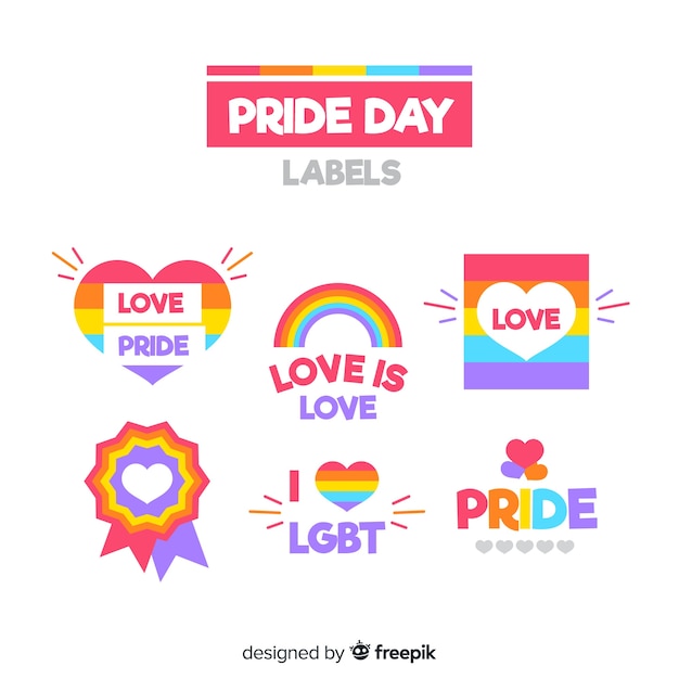 Gratis vector pride day labels-collectie