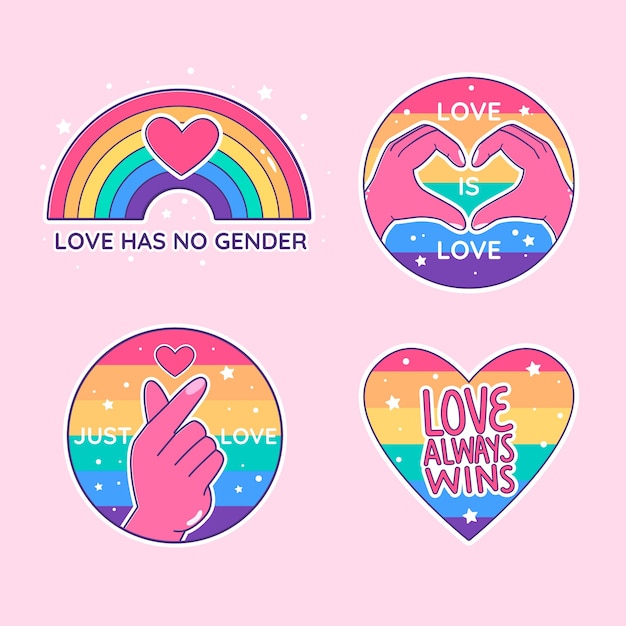 Gratis vector pride day labels-collectie