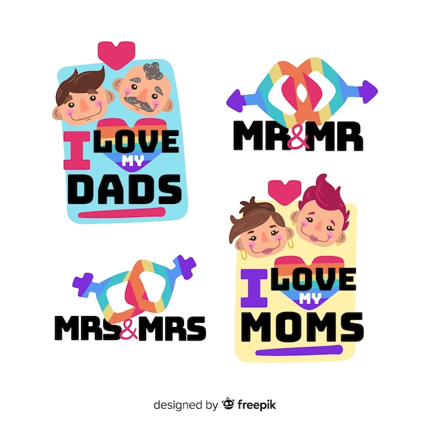 Gratis vector pride day labels-collectie