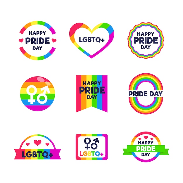 Gratis vector pride day labels ontwerpen