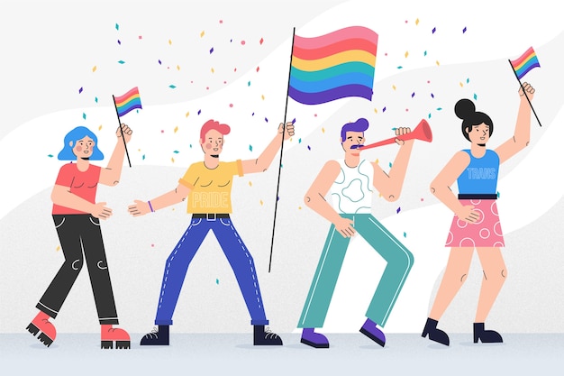 Gratis vector pride day mensen vieren