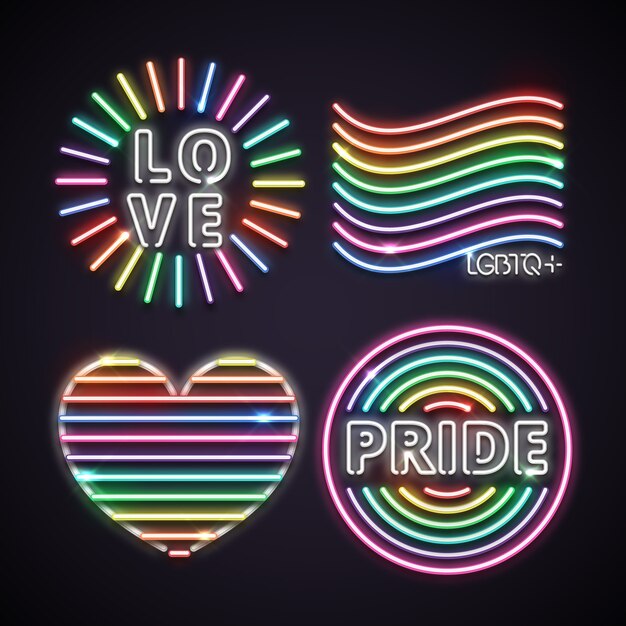 Pride day neon sign collectie design