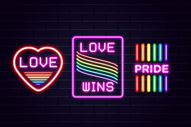 Pride day neon tekenen stijl