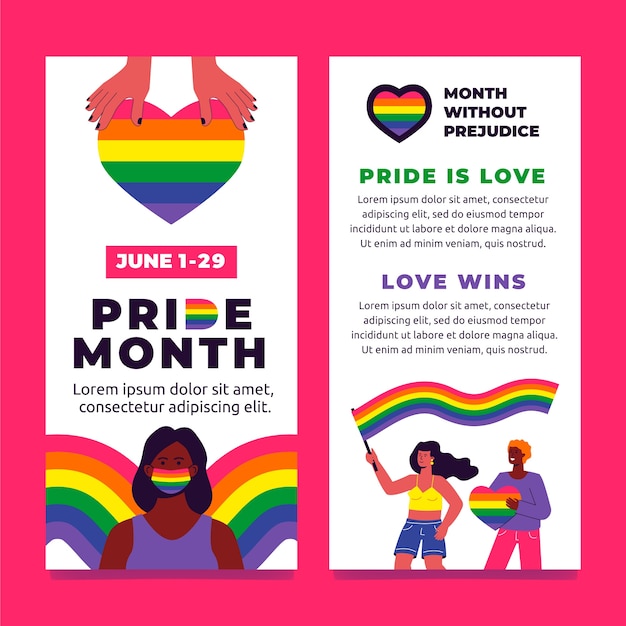 Gratis vector pride maand platte banner