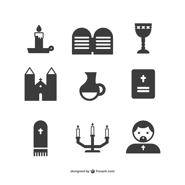 Gratis vector priester levert iconen collectie