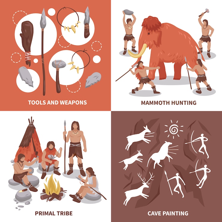 Gratis Vector primal tribe people concept icons set