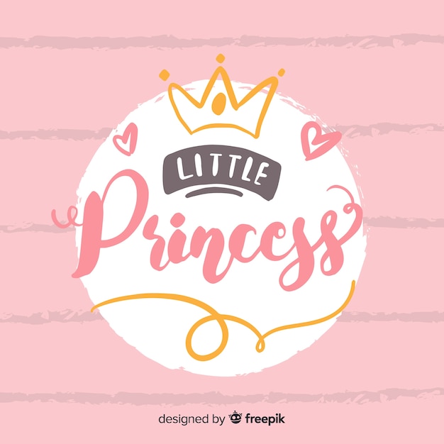 Gratis vector prinses kalligrafische hand getrokken achtergrond