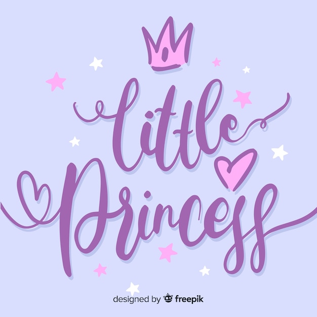 Gratis vector prinses kalligrafische hand getrokken achtergrond