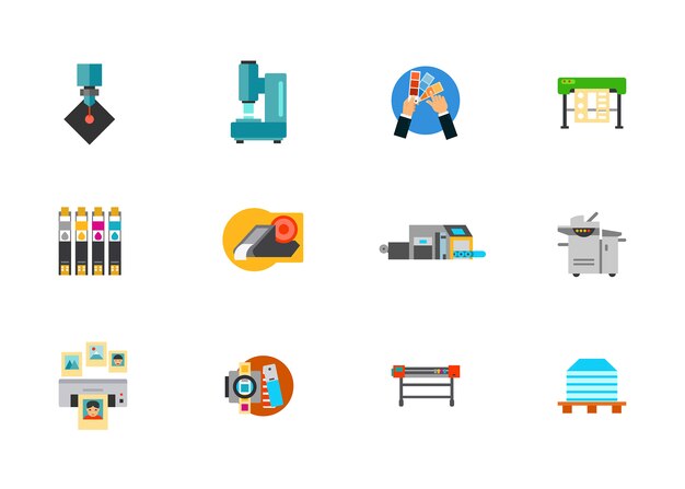 Print Media Production Icon Set