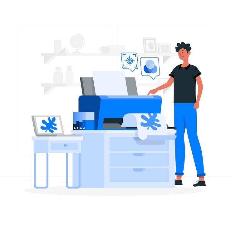 Gratis Vector printer concept illustratie