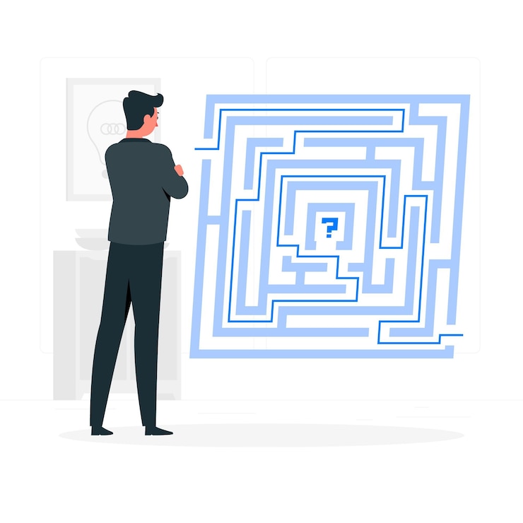 Gratis Vector probleemoplossend (labyrint) concept illustratie