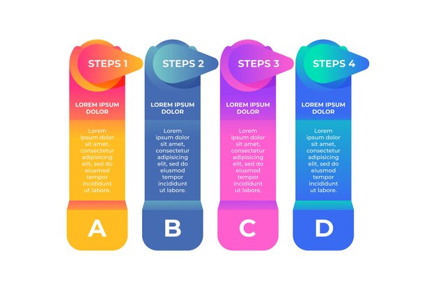 Processchema op stappen infographic sjabloon