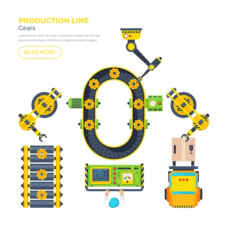 Gratis Vector productielijn bovenaanzicht