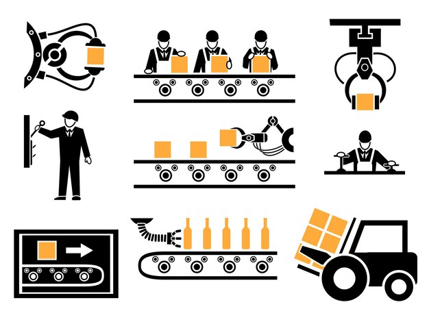 Productieproces of productie-elementen ingesteld.