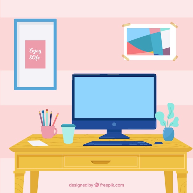 Gratis vector professioneel bureau met mooie stijl