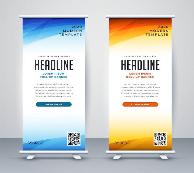 Gratis vector professioneel roll-up sjabloon voor spandoekontwerp