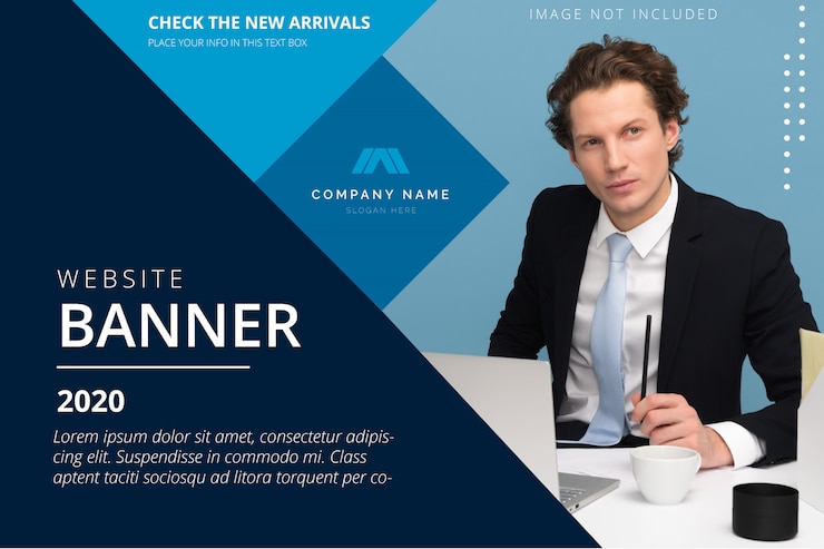 Gratis Vector professionele banner met blauwe vormen